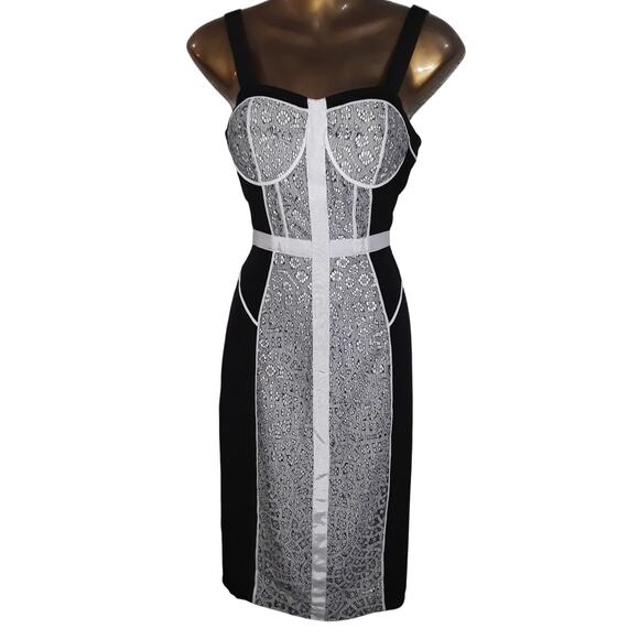 NWT Sz 2 Rebecca Minkoff CLARISSA Lacy Colorblock Corset Dress